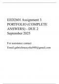 EED2601 Assignment 3 PORTFOLIO &lpar;COMPLETE ANSWERS&rpar; - DUE 2 September 2025