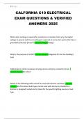CALFORNIA C10 ELECTRICAL EXAM QUESTIONS & VERIFIED ANSWERS 2025