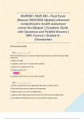 NUR504 &sol; NUR 504 - Final Exam &lpar;Newest 2025&sol;2026 Update&rpar; advanced comprehensive health assessment across the lifespan &vert; Complete Guide with Questions and Verified Answers &vert; 100&percnt; Correct &vert; Graded A - Chamberlain  