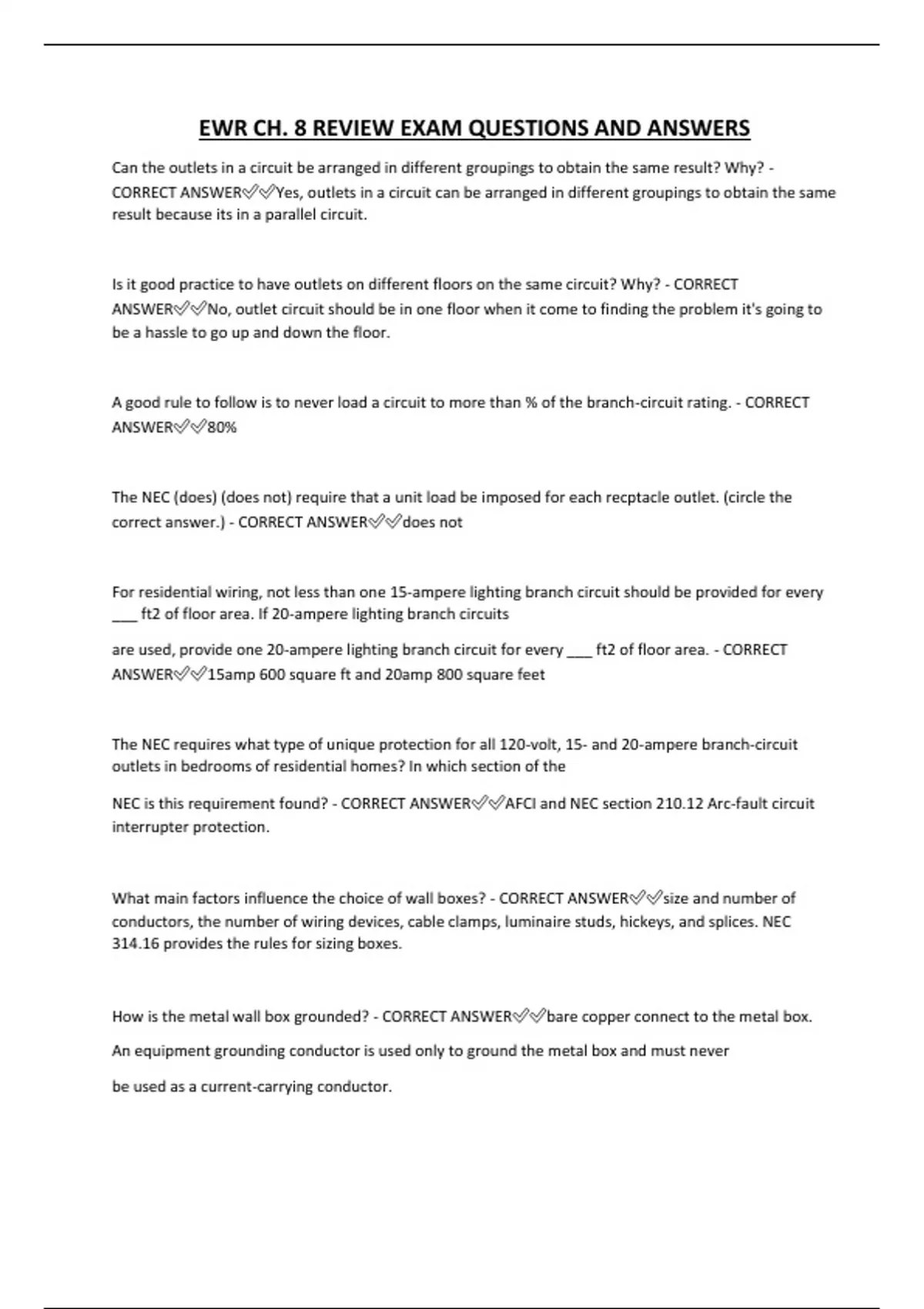 EWR CH. 8 REVIEW EXAM QUESTIONS AND ANSWERS - EWR CH. 8 - Stuvia US