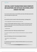 DSP DELL CLIENT FOUNDATIONS EXAM COMPLETE 200 QUESTIONS AND DETAILED SOLUTIONS LATEST UPDATE THIS YEAR