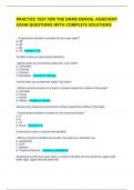 PRACTICE TEST FOR THE DANB DENTAL ASSISTANT EXAM QUESTIONS WITH COMPLETE SOLUTIONS