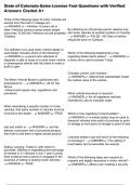 State of Colorado Sales License Test Questions with Verified Answers Graded A&plus;