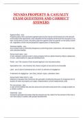 NEVADA PROPERTY & CASUALTY EXAM QUESTIONS AND CORRECT ANSWERS