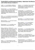 Florida FDLE Law Enforcement Academy - State Exam Test Review with Verified Answers Graded A&plus;