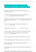 Bookkeeping Test Questions with Guaranteed Pass Solution 2025-2026&period;