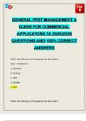 GENERAL PEST MANAGEMENT A GUIDE FOR COMMERCIAL APPLICATORS 7A 2025&sol;2026 QUESTIONS AND 100&percnt; CORRECT ANSWERS