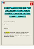 GENERAL AND HOUSEHOLD PEST MANAGEMENT 7A IOWA ACTUAL 2025&sol;2026 QUESTIONS AND 100&percnt; CORRECT ANSWERS