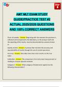 AMT MLT EXAM STUDY GUIDE&sol;PRACTICE TEST &num;2 ACTUAL 2025&sol;2026 QUESTIONS AND 100&percnt; CORRECT ANSWERS