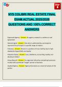 NYS COLIBRI REAL ESTATE FINAL EXAM ACTUAL 2025&sol;2026 QUESTIONS AND 100&percnt; CORRECT ANSWERS