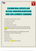 COLIBRI REAL ESTATE LAW ACTUAL 2025&sol;2026 QUESTIONS AND 100&percnt; CORRECT ANSWERS