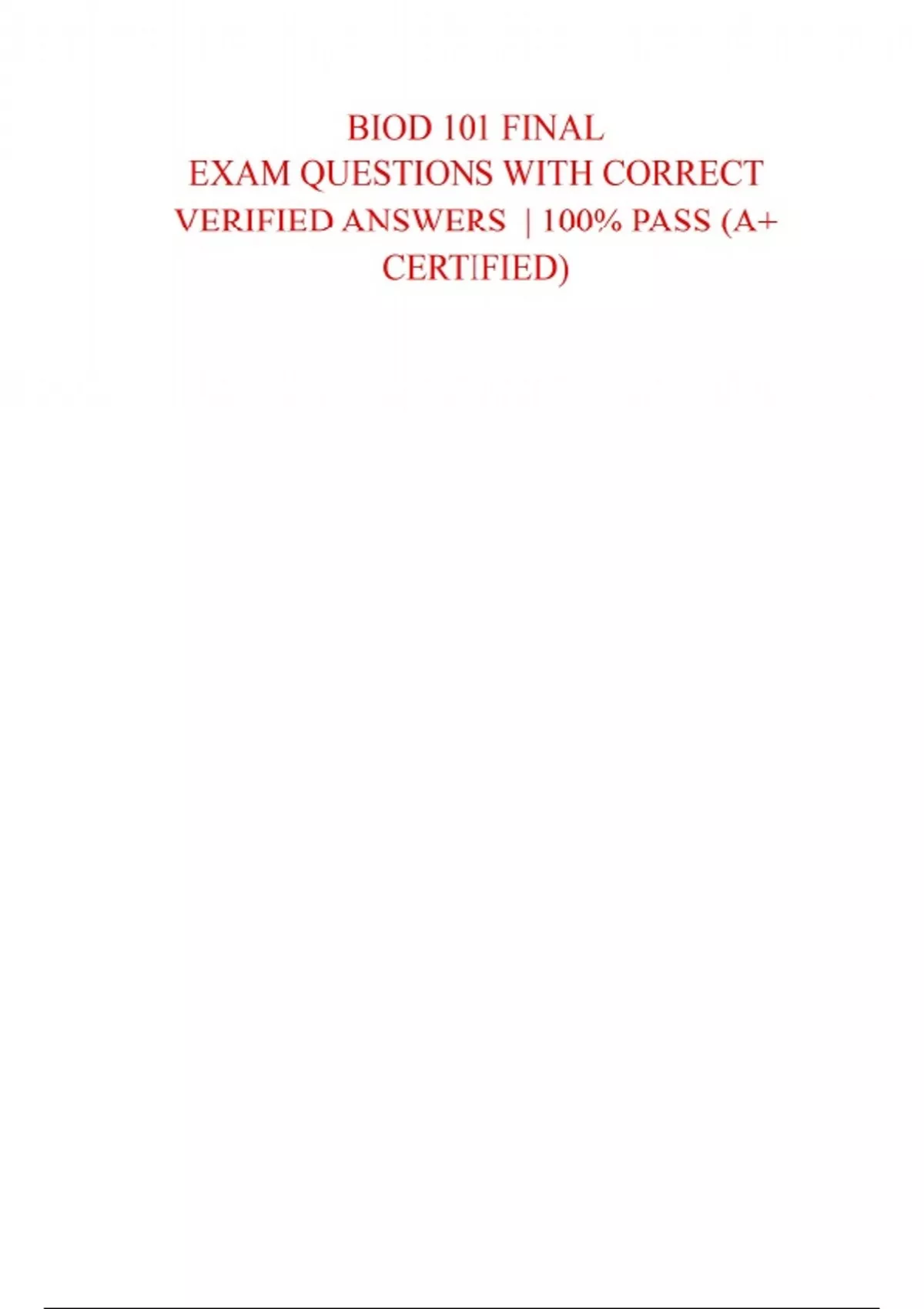 BIOD 101/BIOD 101 Module 1, 2, 3 & 4 Exams: (Latest 2025 / 2026 Updates ...
