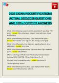 2025 CIGNA RECERTIFICATIONS ACTUAL 2025&sol;2026 QUESTIONS AND 100&percnt; CORRECT ANSWERS