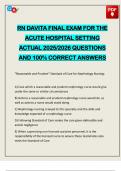 RN DAVITA FINAL EXAM FOR THE ACUTE HOSPITAL SETTING ACTUAL 2025&sol;2026 QUESTIONS AND 100&percnt; CORRECT ANSWERS