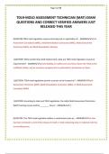 TDLR-MOLD ASSESSMENT TECHNICIAN &lpar;MAT&rpar; EXAM QUESTIONS AND CORRECT VERIFIED ANSWERS JUST RELEASED THIS YEAR