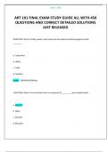 ART 101 FINAL EXAM STUDY GUIDE ALL WITH 450 QUESTIONS AND CORRECT DETAILED SOLUTIONS JUST RELEASED