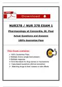 NUR 378 Exam 1 &ndash; Pharmacology &ndash; &lpar;2026 &sol; 2027&rpar; Actual Questions and Answers &vert; Concordia University St&period; Paul