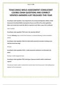 TEXAS &lpar;MAC&rpar; MOLD ASSESSMENT CONSULTANT COURSE EXAM QUESTIONS AND CORRECT VERIFIED ANSWERS JUST RELEASED THIS YEAR