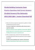 Florida Building Contractor Exam  Practice Questions And Correct Answers  &lpar;Verified Answers&rpar; Plus Rationales  2025&vert;2026 Q&A &vert; Instant Download Pdf