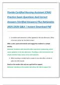 Florida Certified Nursing Assistant &lpar;CNA&rpar;  Practice Exam Questions And Correct  Answers &lpar;Verified Answers&rpar; Plus Rationales  2025&vert;2026 Q&A &vert; Instant Download Pdf