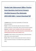 Florida Code Enforcement Officer Practice  Exam Questions And Correct Answers  &lpar;Verified Answers&rpar; Plus Rationales  2025&vert;2026 Q&A &vert; Instant Download Pdf