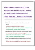 Florida Demolition Contractor Exam  Practice Questions And Correct Answers  &lpar;Verified Answers&rpar; Plus Rationales  2025&vert;2026 Q&A &vert; Instant Download Pdf