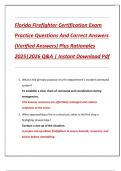 Florida Firefighter Certification Exam  Practice Questions And Correct Answers  &lpar;Verified Answers&rpar; Plus Rationales  2025&vert;2026 Q&A &vert; Instant Download Pdf