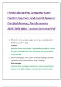 Florida Mechanical Contractor Exam  Practice Questions And Correct Answers  &lpar;Verified Answers&rpar; Plus Rationales  2025&vert;2026 Q&A &vert; Instant Download Pdf