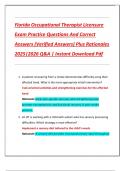Florida Occupational Therapist Licensure  Exam Practice Questions And Correct  Answers &lpar;Verified Answers&rpar; Plus Rationales  2025&vert;2026 Q&A &vert; Instant Download Pdf
