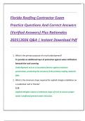 Florida Roofing Contractor Exam  Practice Questions And Correct Answers  &lpar;Verified Answers&rpar; Plus Rationales  2025&vert;2026 Q&A &vert; Instant Download Pdf