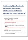 Florida Security Officer Exam Practice  Questions And Correct Answers  &lpar;Verified Answers&rpar; Plus Rationales  2025&vert;2026 Q&A &vert; Instant Download Pdf 