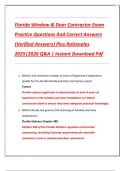 Florida Window & Door Contractor Exam  Practice Questions And Correct Answers  &lpar;Verified Answers&rpar; Plus Rationales  2025&vert;2026 Q&A &vert; Instant Download Pdf