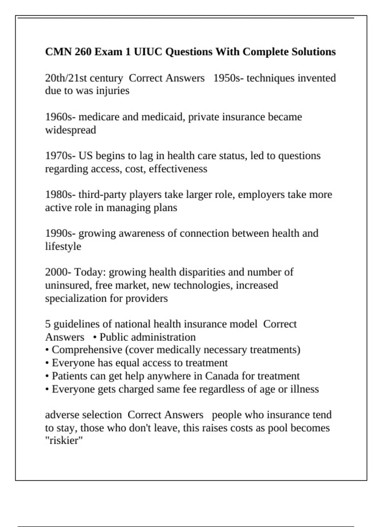 CMN 260 Exam 1 UIUC Questions With Complete Solutions - CMN 260 - Stuvia US