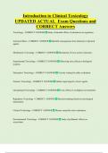 Introduction to Clinical Toxicology  UPDATED ACTUAL  Exam Questions and  CORRECT Answers 