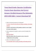 Texas Road Grader Operator Certification  Practice Exam Questions And Correct  Answers &lpar;Verified Answers&rpar; Plus Rationales  2025&vert;2026 Q&A &vert; Instant Download Pdf 