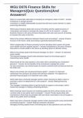 Wgu d076 finance skills for managers quiz questions and answers