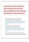Texas Robotics Technician Certification  Practice Exam Questions And Correct  Answers &lpar;Verified Answers&rpar; Plus Rationales  2025&vert;2026 Q&A &vert; Instant Download Pdf