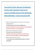 Texas Rock Crusher Operator Certification  Practice Exam Questions And Correct  Answers &lpar;Verified Answers&rpar; Plus Rationales  2025&vert;2026 Q&A &vert; Instant Download Pdf 