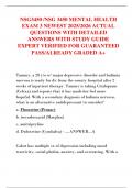 NSG3450 &sol;NSG 3450 MENTAL HEALTH  EXAM 3 NEWEST 2025&sol;2026 ACTUAL  QUESTIONS WITH DETAILED  ANSWERS WITH STUDY GUIDE  EXPERT VERIFIED FOR GUARANTEED  PASS&sol;ALREADY GRADED A&plus; 