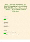 Basic Knowledge Assessment Tool &lpar;BKAT&rpar; Study Guide &lpar;Latest Update 2025 &sol; 2026&rpar; Questions & Answers &vert; Grade A &vert; 100&percnt; Correct &lpar;Verified Solutions&rpar;