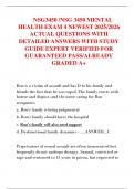 NSG3450 &sol;NSG 3450 MENTAL  HEALTH EXAM 4 NEWEST 2025&sol;2026  ACTUAL QUESTIONS WITH  DETAILED ANSWERS WITH STUDY  GUIDE EXPERT VERIFIED FOR  GUARANTEED PASS&sol;ALREADY  GRADED A&plus;