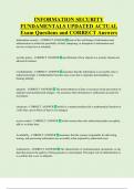 INFORMATION SECURITY  FUNDAMENTALS UPDATED ACTUAL  Exam Questions and CORRECT Answers 