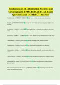 Fundamentals of Information Security and  Cryptography UPDATED ACTUAL Exam  Questions and CORRECT Answers