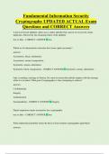 Fundamental Information Security  Cryptography UPDATED ACTUAL Exam  Questions and CORRECT Answers