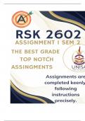 RSK2602 Assignment 1 &lpar;COMPLETE ANSWERS&rpar; Semester 2 2025 - DUE 20 August 2025