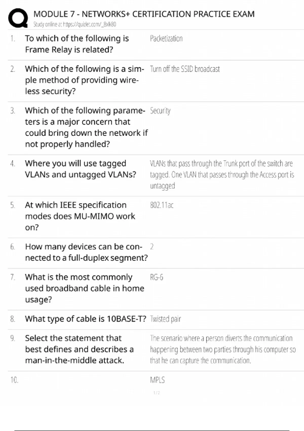 Network+ Module 7 Practice Exam / 2024 Networks+ Prep / N10-008 Test ...