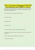 WGU C722 Project Management UPDATED   Exam Questions and CORRECT Answers 