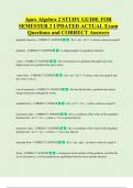 Apex Algebra 2 STUDY GUIDE FOR  SEMESTER 2 UPDATED ACTUAL Exam  Questions and CORRECT Answers 