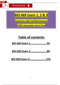 BIO 669 &ndash; Exams 1&comma; 2 & 3 &lpar;2025&rpar; &vert; Questions with Verified Answers for Guaranteed Score Pass