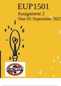 EUP1501 Assignment 2 &lpar;COMPLETE ANSWERS&rpar; Semester 2 2025 &ndash; DUE 5 September 2025